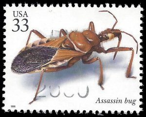 #3351g 33c Insects & Spiders Assassin Bug 1999 Used