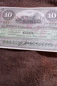 Cuba-1896.10 Pesos.Plata.Banco Espanol de la Isla de Cuba-Bill Serie 837847EUNC.