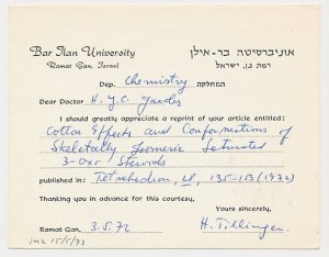 Meter card Israel 1972 Microscope - Bar Ilan University