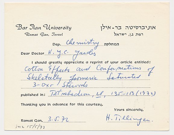 Meter card Israel 1972 Microscope - Bar Ilan University