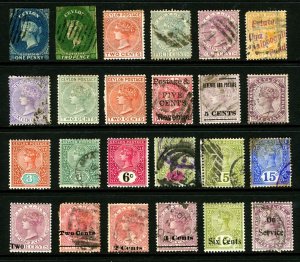 Ceylon #1/#159, #012 1857-1899 Queen Victoria Issues with Surcharges 24 Items