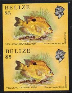 Belize 1984-88 Damselfish $5 def in unmounted mint imperf...