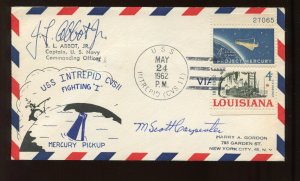 Scott Carpenter Signed Aurora 7 USS Intrepid Prime Recovery Ship Captain's Cover