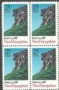 1988 New Hampshire Constitution Block Of 4 25c Postage Stamps, Sc#2344, MNH, OG