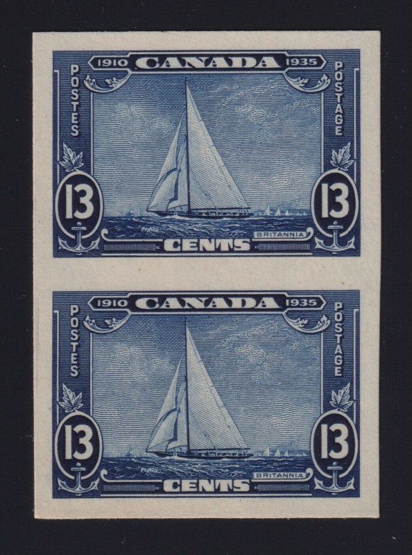 Canada Sc #216P (1935) 13c dark blue Yacht Britannia Plate Proof Pair VF 