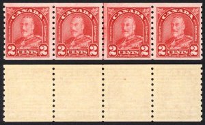 Canada SG307/a 2c Strip inc Cockeyed King U/M (MNH) Unitrade Cat 400