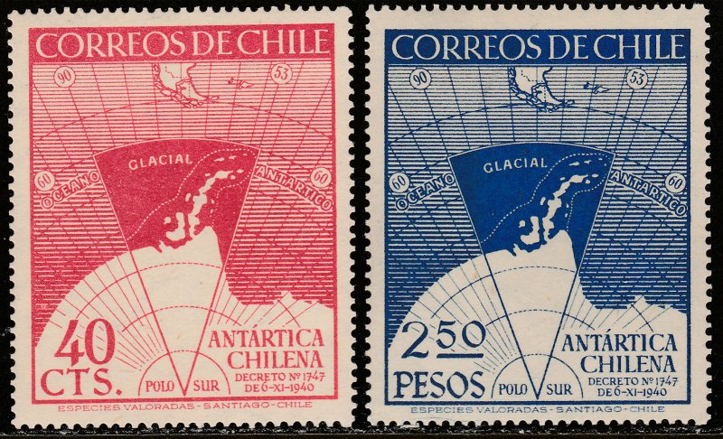 CHILE 247-248, CHILE'S CLAIM TO THE ANTARTIC. MNH VF. (313)