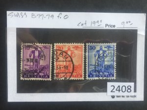 $1 World MNH Stamps (2408) Switzerland #B77-79, see image, used