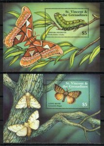 Saint Vincent Stamp 3001-3002  - Moths of the World