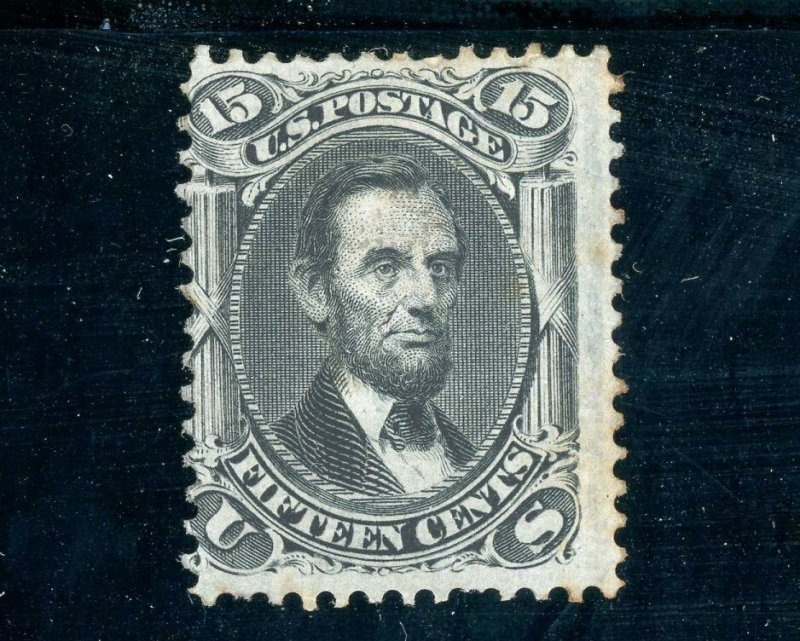 USAstamps Unused FVF US Serie of 1867 Lincoln Scott 98 OG MH F Grill +Cert 