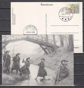 Denmark, 10/SEP/85 issue. Girl Scouts Post Card. Both Sides Shown. ^