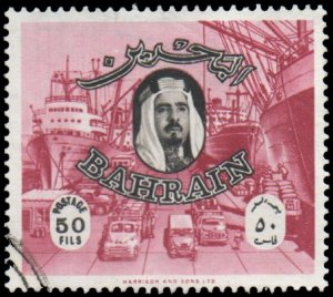 Bahrain 147 - Used - 50f Shaikh Isa / Mina Salman Harbor (1966) (cv $0.55)