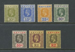 Ceylon KGV 1912 various values to 2 rupees mint o.g. hinged