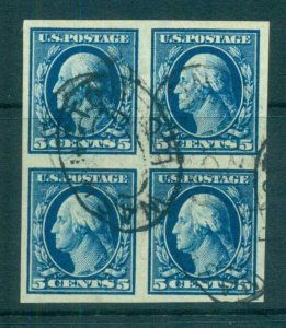 USA 1908-09 Sc#347 5c blue Washington IMPERF Wmk D/L Blk 4 2mm spacing FU lot...