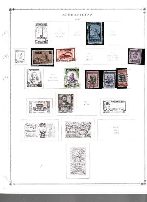 Collection,  Afghanistan 1951/1963, Scott Album Pages Catalog $20 Mint & Used