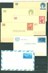 UNITED NATIONS LOT of (6) STATIONERY POST CARDS...UNUSED