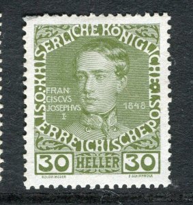 AUSTRIA; 1908 early Anniversary issue fine Mint hinged 30h. value