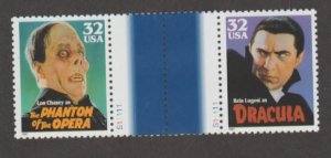 U.S. Scott #3168-3172 Classic Movie Monster Stamps- Mint NH Vertical Gutter Pair