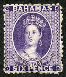 Bahamas SG30 6d Lilac Wmk Crown CC Used Clear Profile 