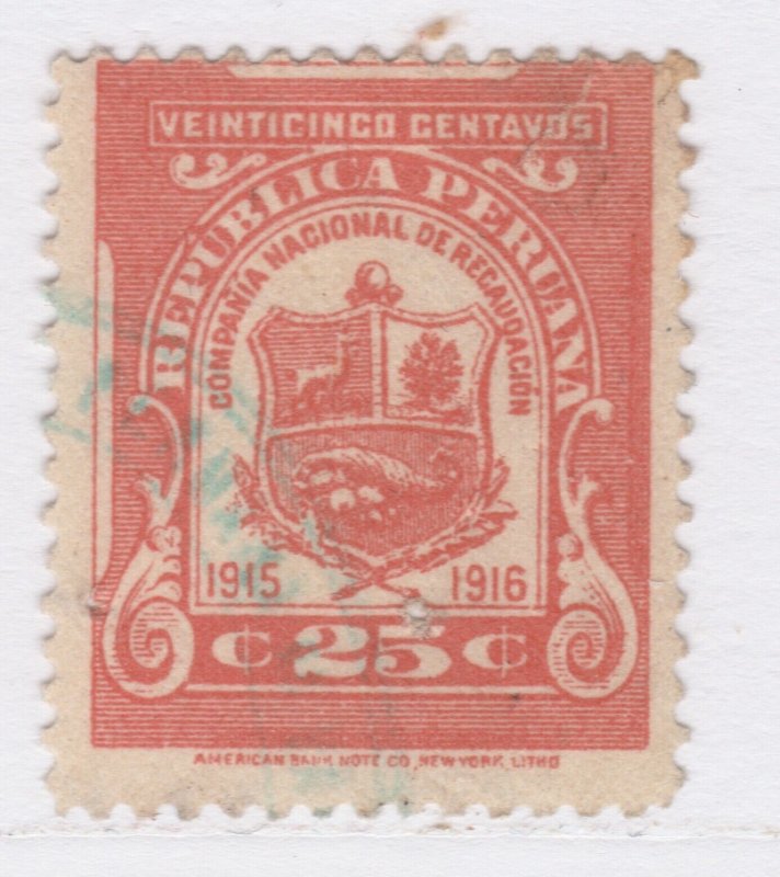 PERU Revenue Stamp Used Tax Mark Fiscal PEROU Stamp Fiscal A27P42F24788-