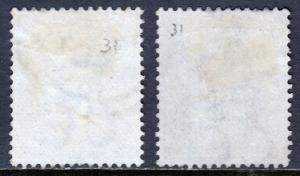 CAPE OF GOOD HOPE —SCOTT 31-32 (SG 37-38) —1880 3 SURCHRG. — USED — SCV $11.60