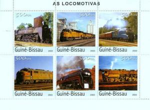 Guinea-Bissau MNH S/S Locomotives 2003 6 Stamps