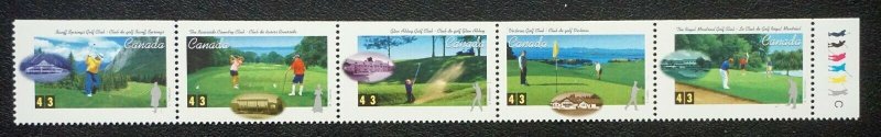 CANADA  Sc# 1557a (1553-1557)  GOLF IN CANADA se tenant strip of 5   1995 MNH