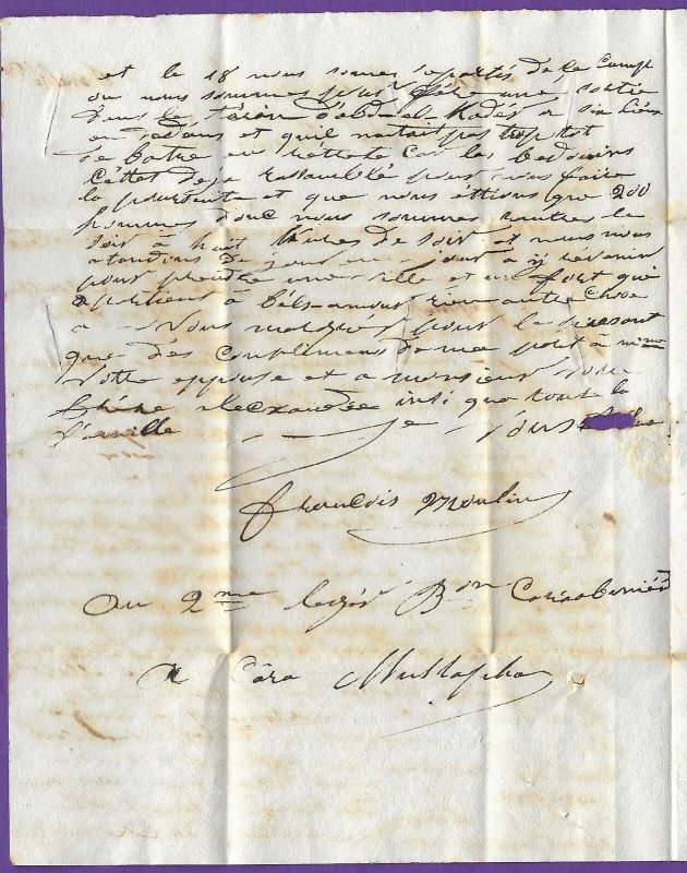 DEC 7, 1838 ALGERIA (POSS D AFR), Disinfected Mail, S/L PURIFIE A TOULON! More