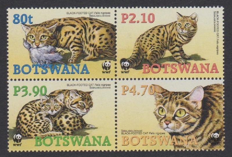 Botswana WWF Black-footed Cat 4v in block 2*2 SG#1040/43 SC#806-09 MI#817-20