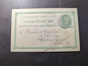 1887 Canada Postcard Cover Halifax Nova Scotia to London W England Great Britain