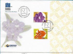 ARGENTINA 2000 ORCHIDS FLOWERS 2 VALUES ON FDC BANGKOK 2000 WORLD EXPO