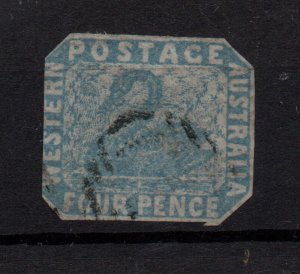 Western Australia 1854 4d pale blue SG3 Cut to Shape fine used WS36304