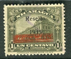 NICARAGUA; 1933-35 early Resello . issue fine used value, 1c