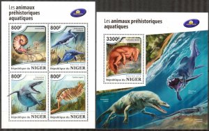 Niger 2018 Marine Dinosaurs sheet + S/S MNH