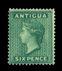 British Colonies - ANTIGUA 1882  Victoria  6p deep green  Scott # 19 mint MH