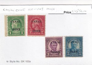 CANAL ZONE 100 - 103 MNH