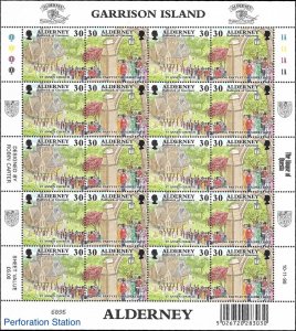 Alderney Scott #124a (123-124) 1998 MNH Full Sheet 30p Garrison Island