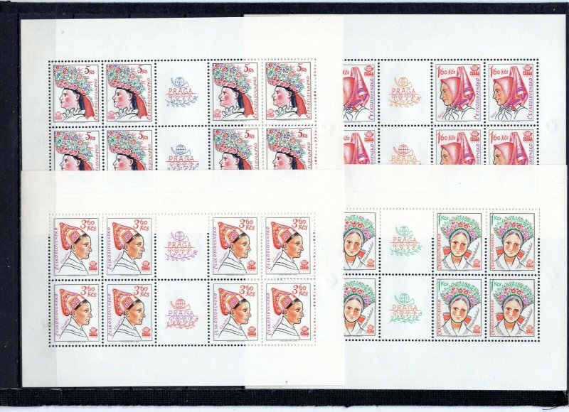 CZECHOSLOVAKIA 1977 YEAR 4 SHEETS OF 8 STAMPS MNH