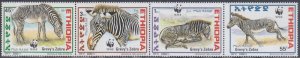 ETHIOPIA # 1433a-d CPL MNH SRIP of 4 DIFF.  ZEBRAS - WWF