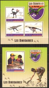 Madagascar 2016 Scouting Boy Scouts Dinosaurs Sheet + S/S MNH