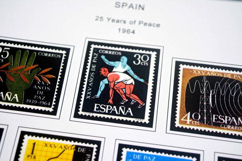 COLOR PRINTED SPAIN 1944-1975 STAMP ALBUM PAGES (100 illustrated pages)