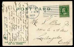 1909 Christmas Postcard with Shakespeare Quote - Chicago, IL to Los Angeles, CA