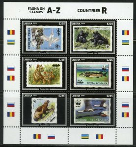 LIBERIA 2020  FAUNA WWF A-Z R COUNTRIES  SHEET MINT NH