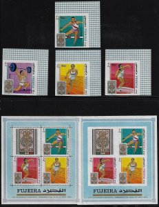 UAE 1965 MEXICO OLYMPICS IMPERF SETS WITH 2 SOUVENIR SHEETS NEVER HINGED