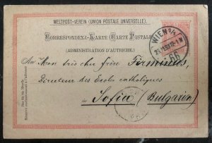 1883 Vienna Austria PS Postcard Cover To Sofia Bulgaria