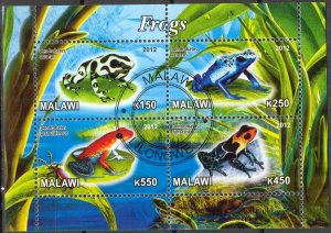 {g1202} Malawi 2012 Frogs sheet Used / CTO Cinderella