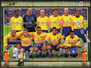 Congo 2002 Korea-Japan World Cup Brazilian Team SPACE Shlt. (9) Perforated MNH