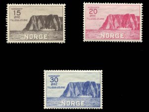 Norway #B1-3 Cat$127, 1930 North Cape, set of three, very lightly hinged