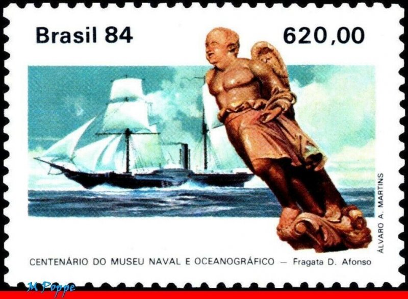 1901 BRAZIL 1984 NAVAL AND OCEANOGRAPHIC MUSEUM CENT, SHIPS BOATS, SCULPTURE MNH