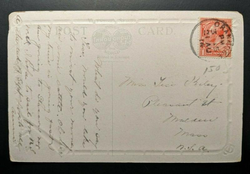 1914 Eyre Square Co Galway Ireland to Massachusetts Real Picture Postcard Cover